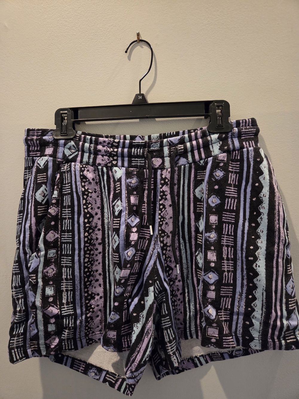 ASOS Men's Athletic Shorts in Black, Lavender and Pale Blue Tribal Stripe